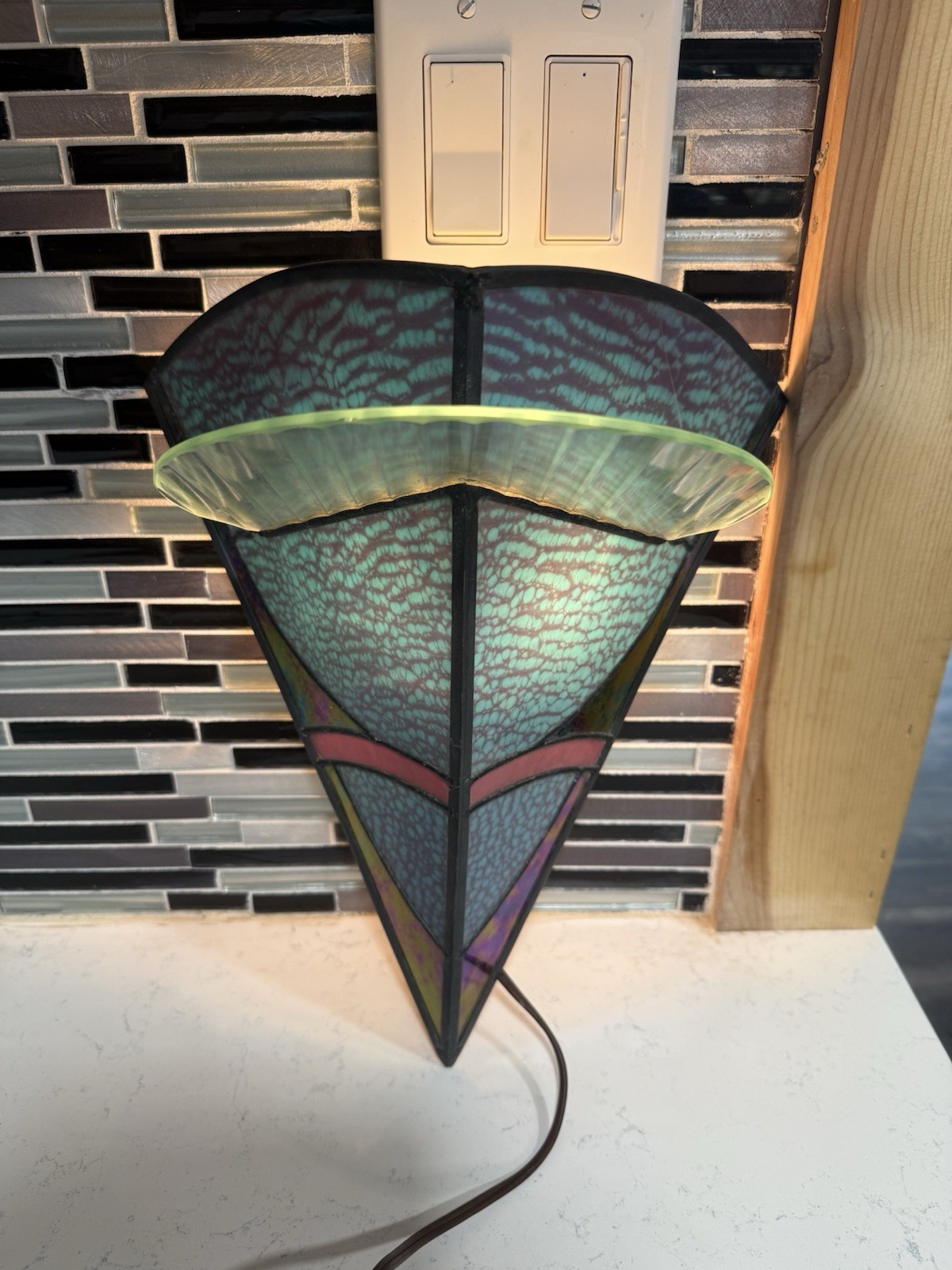 Tiffany Style Stained Glass Wall Sconce Plug In Lamp Art Deco Mission Light