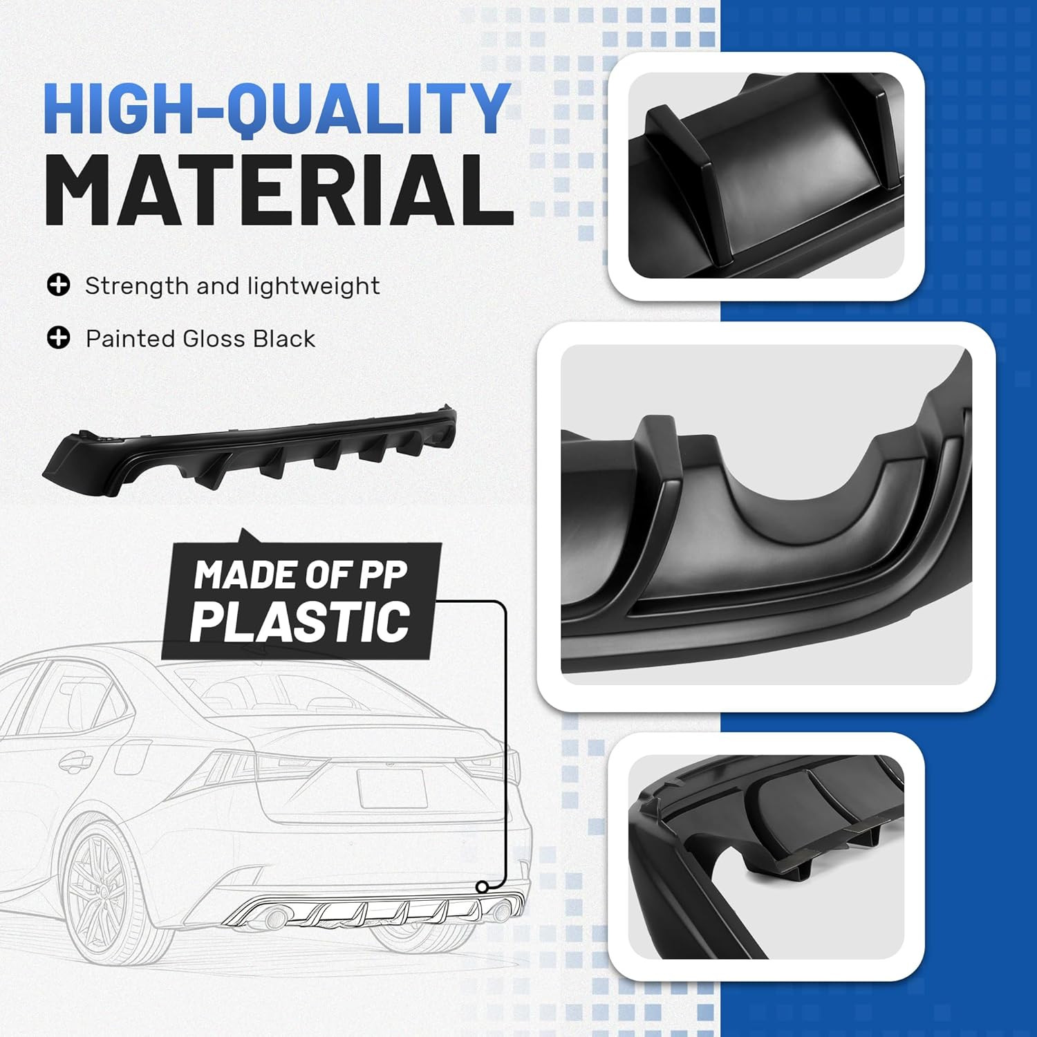 Rear Bumper Diffuser Compatible with 2014-2016 Lexus IS250 IS350 IS200T 4-Door O
