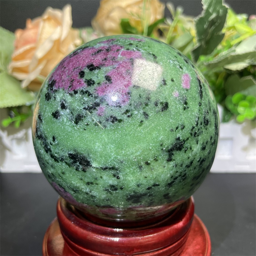 3LB 3.5″Natural Ruby In Zoisite Sphere Ball Crystal Heal Reiki Quartz Mineral