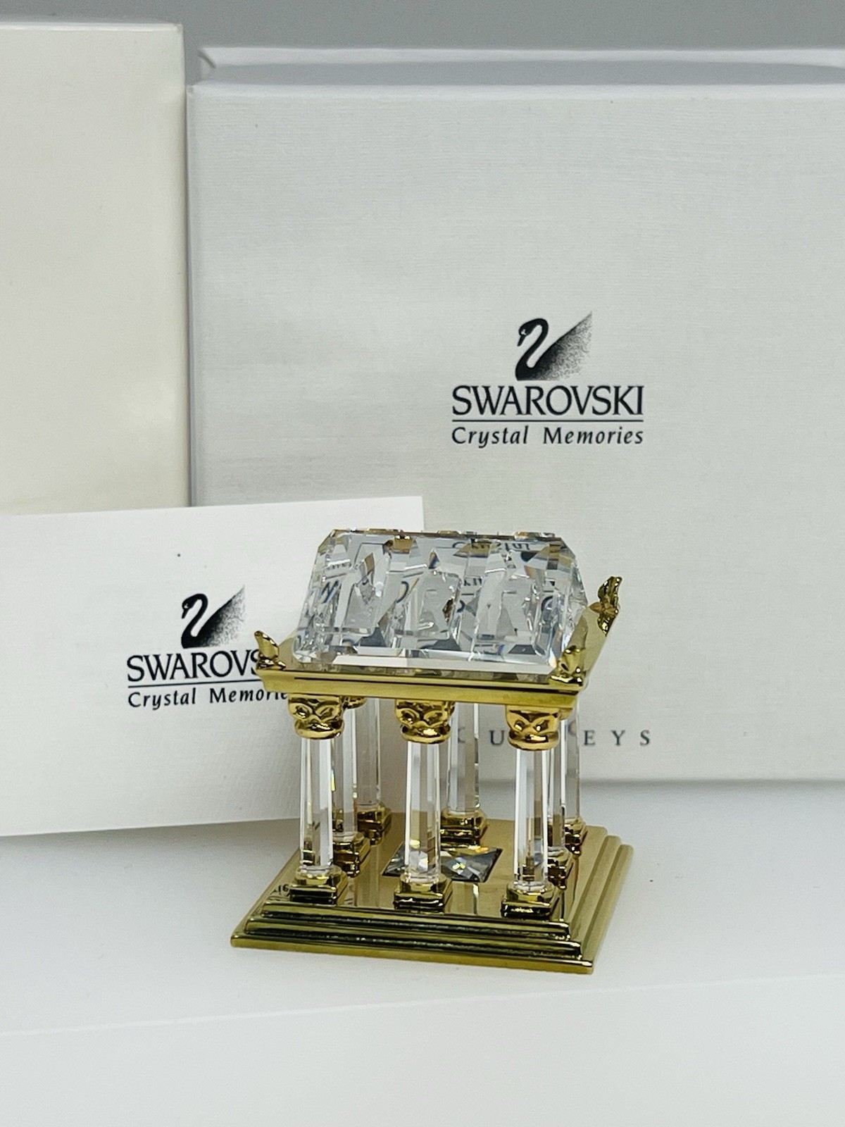 Swarovski Crystal Gold Greek Temple Figurine 243446 MIB