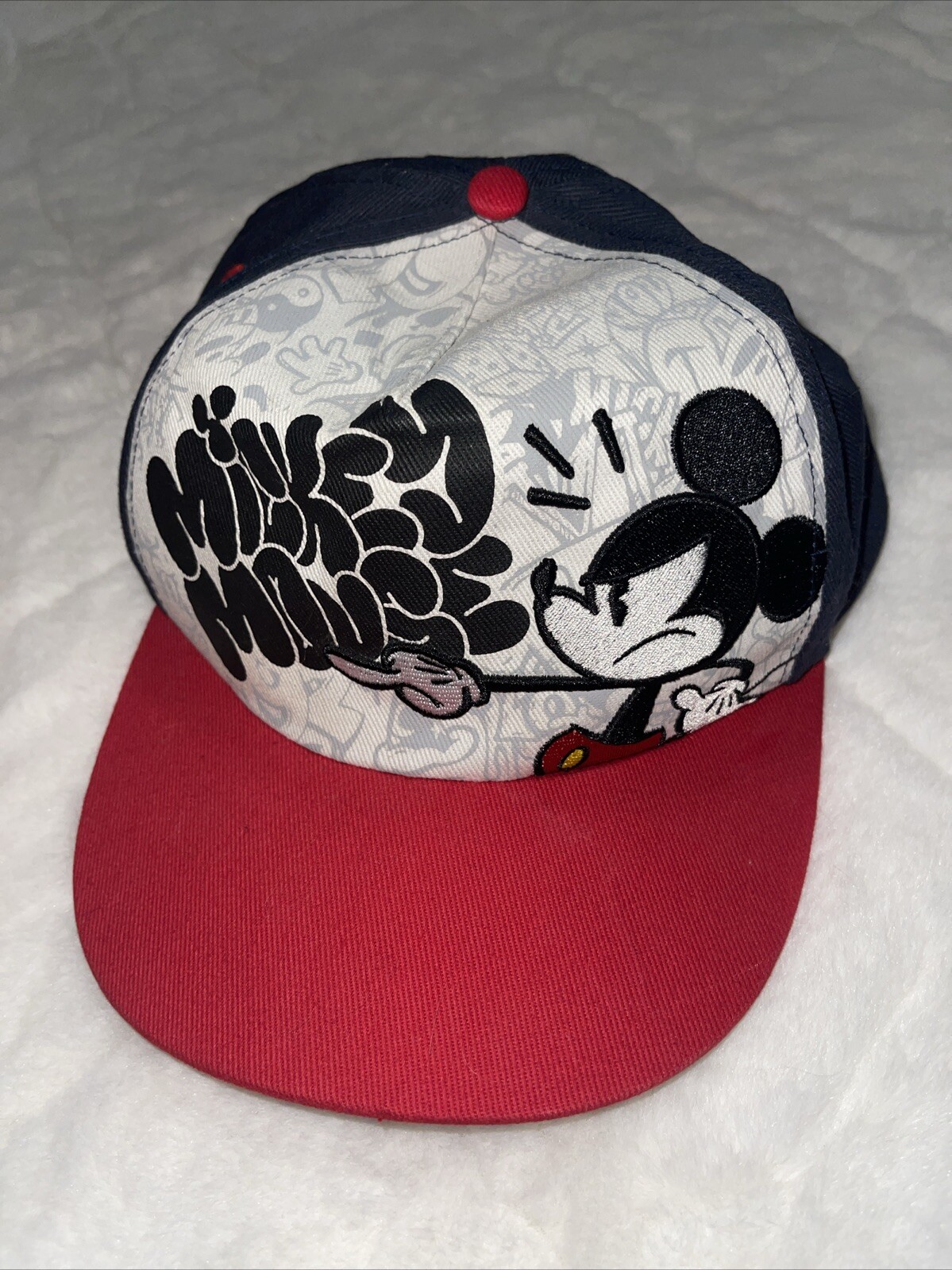 Mickey Mouse Disney Parks Graffiti Flat Brim Cap Hat 57-60cm Adjustable Snapback
