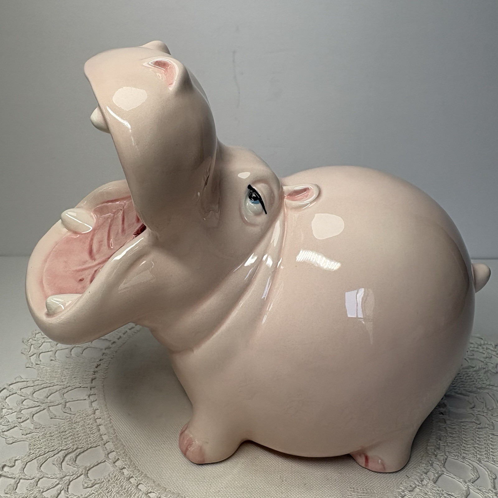 Fitz & Floyd House Hippo Bank Pink Ceramic Vintage 1980’s