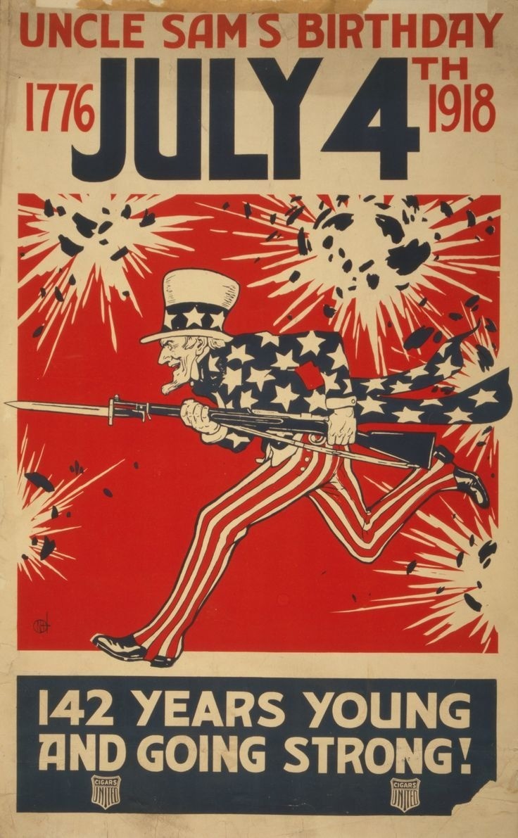 Uncle Sam’s Birthday July 4th 1918 Vintage Independence Day Poster Photo Reprint