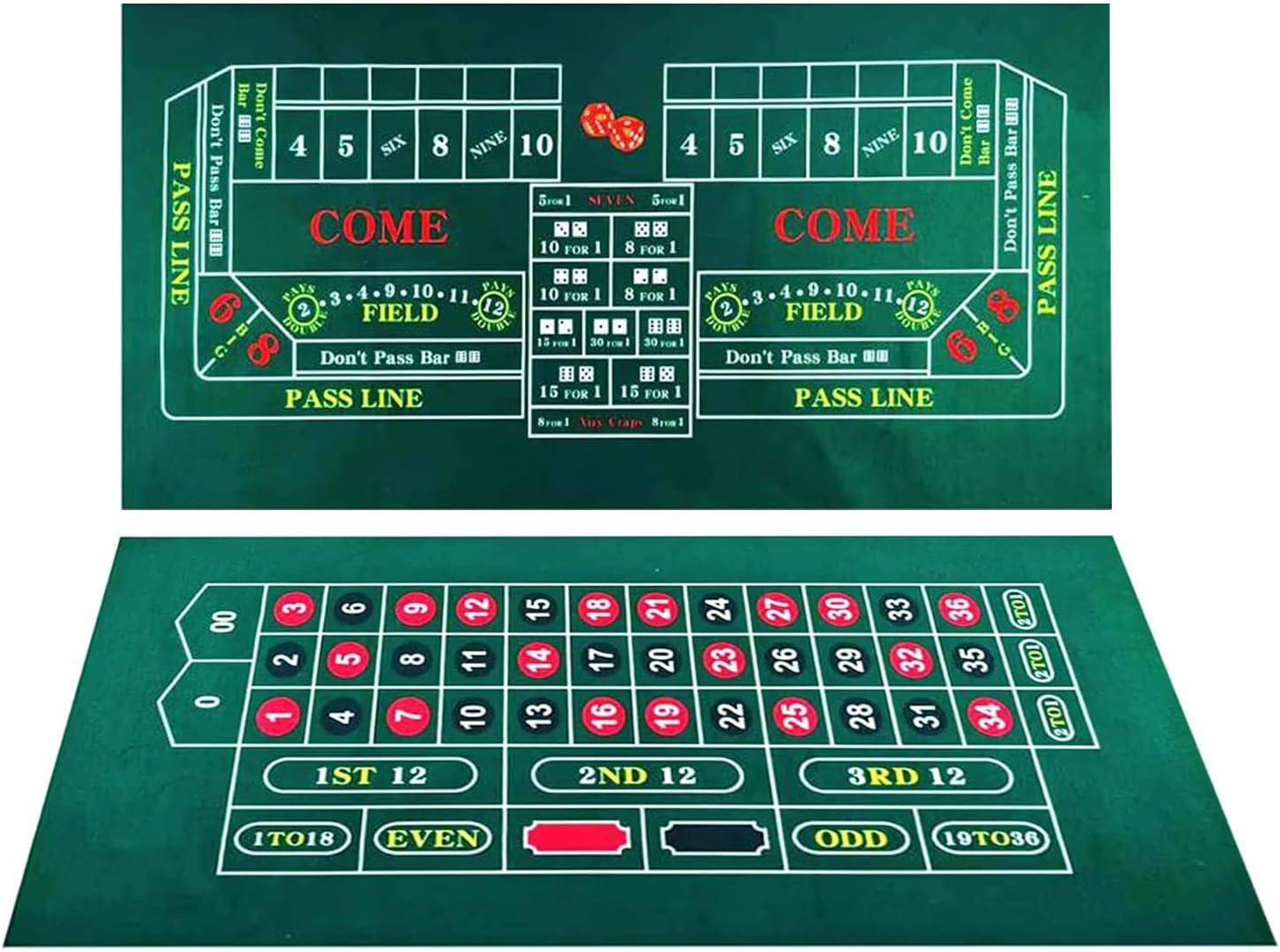 84X42 Inches Roulette Table Mat & Craps Table Top Casino Felt Professional Grade