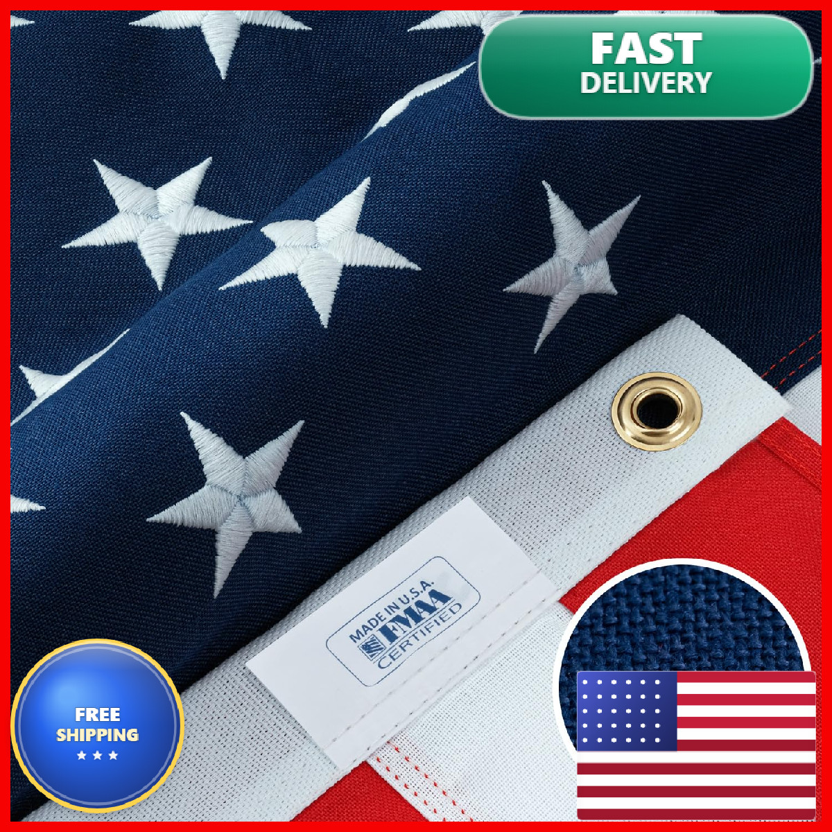 Rushmore Rose Usa American Flags For Outside 3X5-100 Polyester Made In The Usa