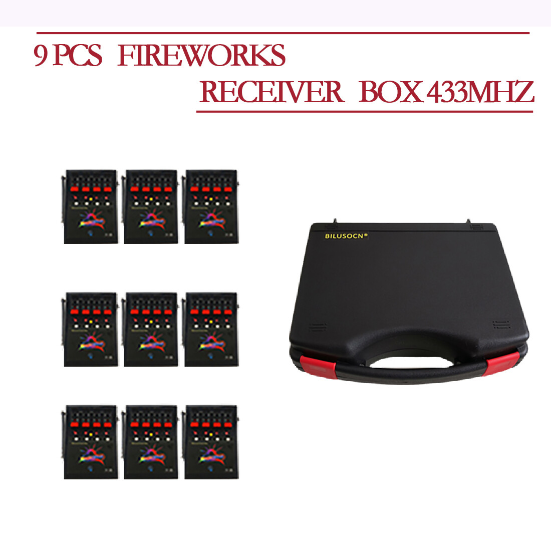 433MHZ 9 PCS receiver box for 4 cues fireworks firing system igniter