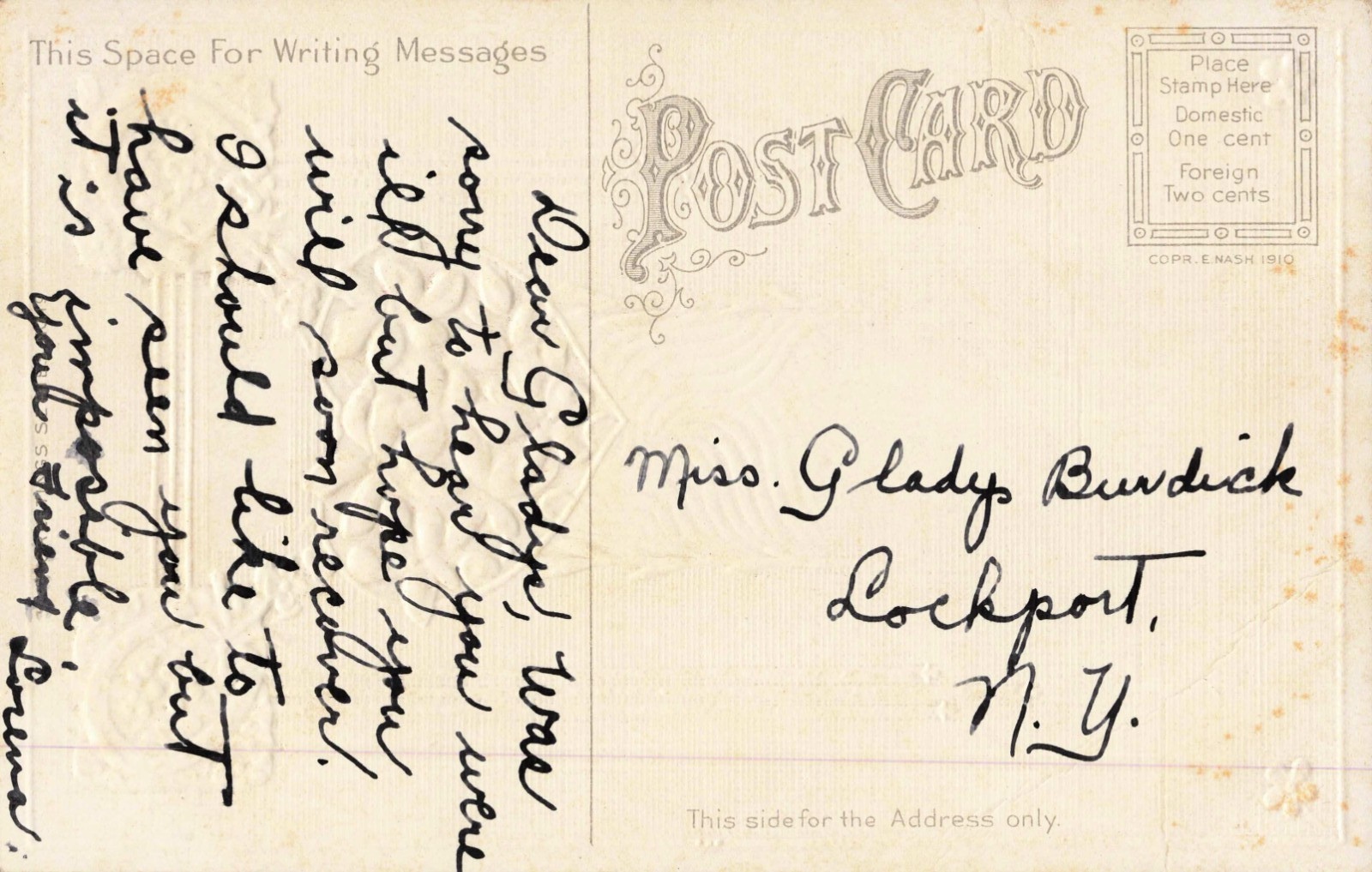 Embossed Greetings Postcard Divided Back (34h)