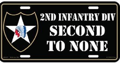 U.S. Army 2nd Infantry DIV SECOND TO NONE Black 6″x12″ Aluminum License PlateUSA