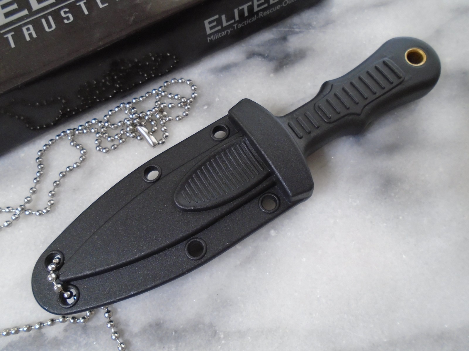 Elitedge Covert Mini Dagger Neck Knife Dual Edge 440C Fixed Blade 20-692BK New