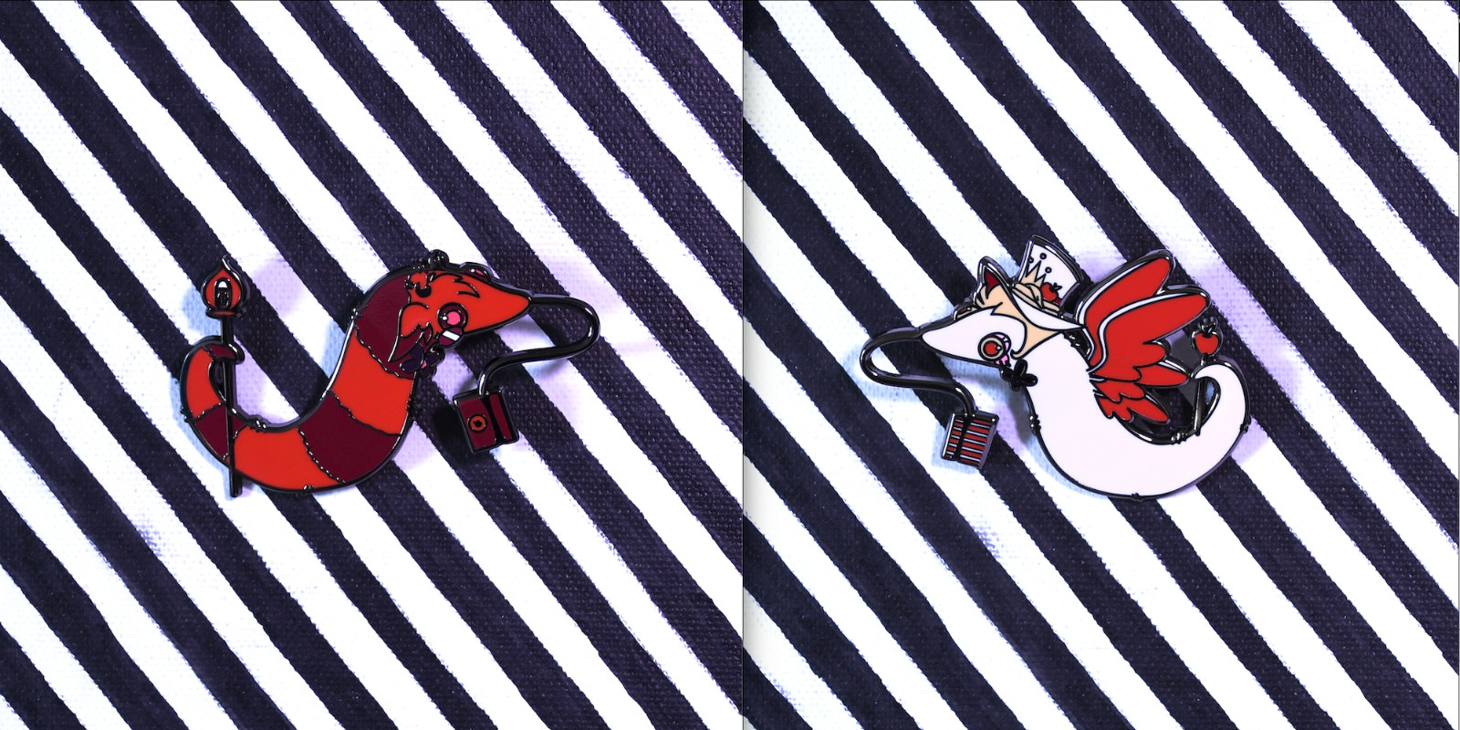 Hazbin Hotel LUCIFER & ALASTOR WORM PINS Limited Edition Fan Artist Made