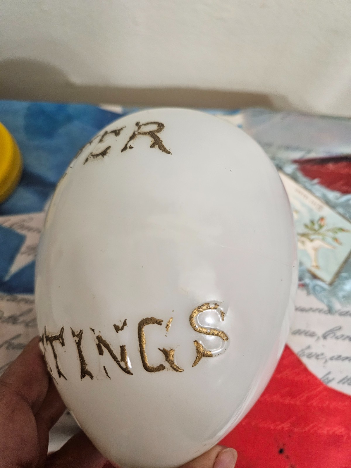 Large Victorian Milk Glass Easter Egg