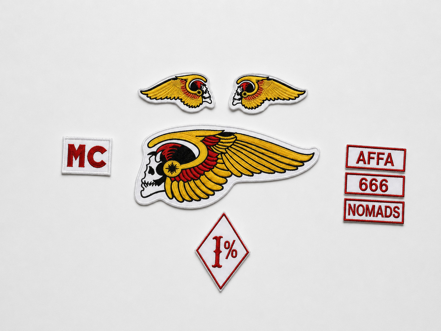 EMBROIDEREDPATCH SET MC Patch 13 set Hells Top Rocker California Custom Patches