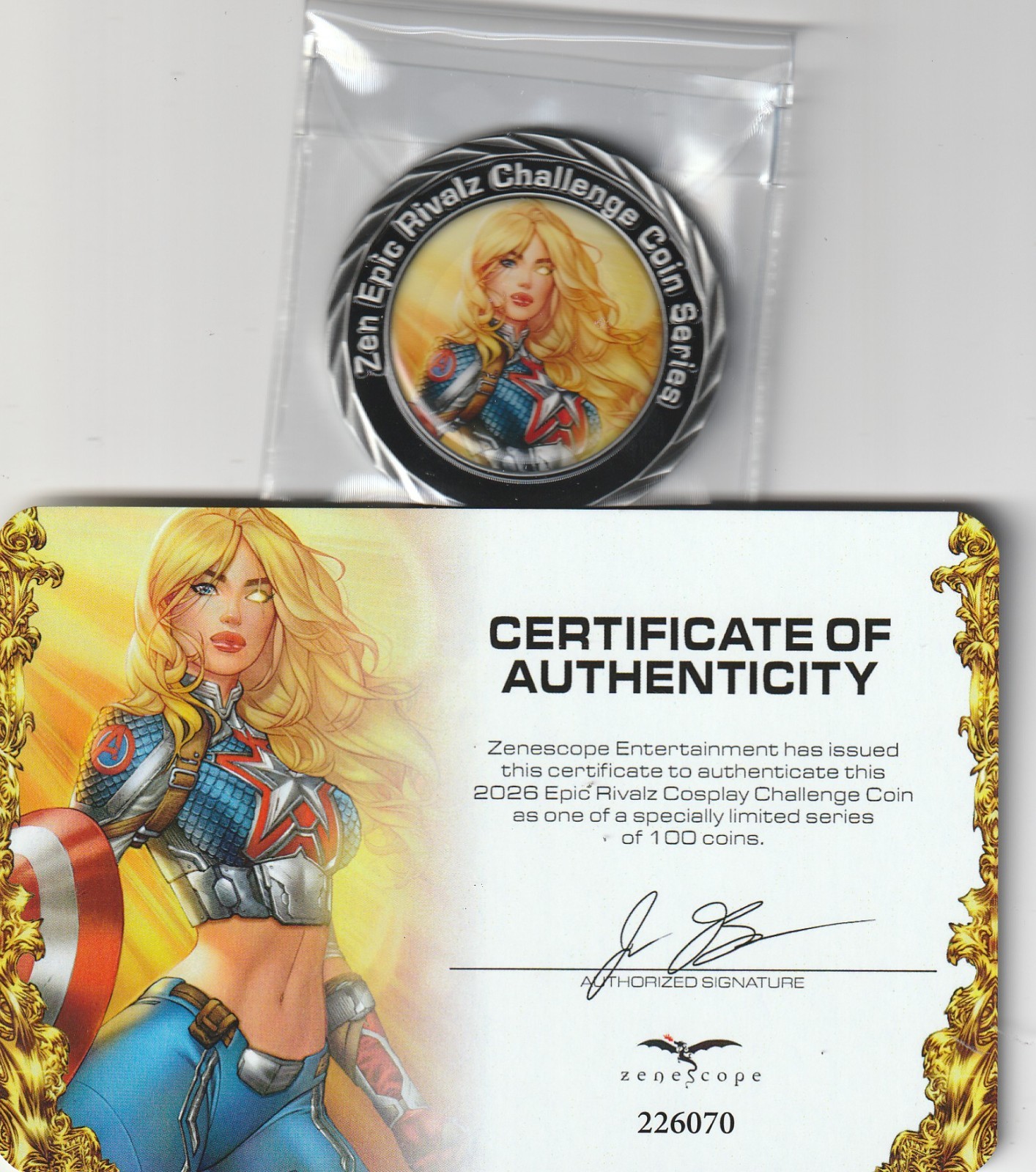 Zen Challenge Coin Silver Epic Rivalz #1 VIP Challenge Coin & COA Limited Editio