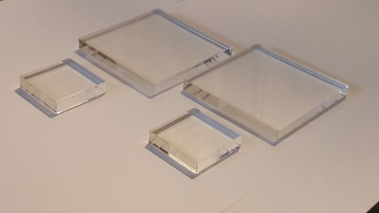 Clear Acrylic Square Bases Stands Mineral Collectible Mounting Display 1 2 3 4″