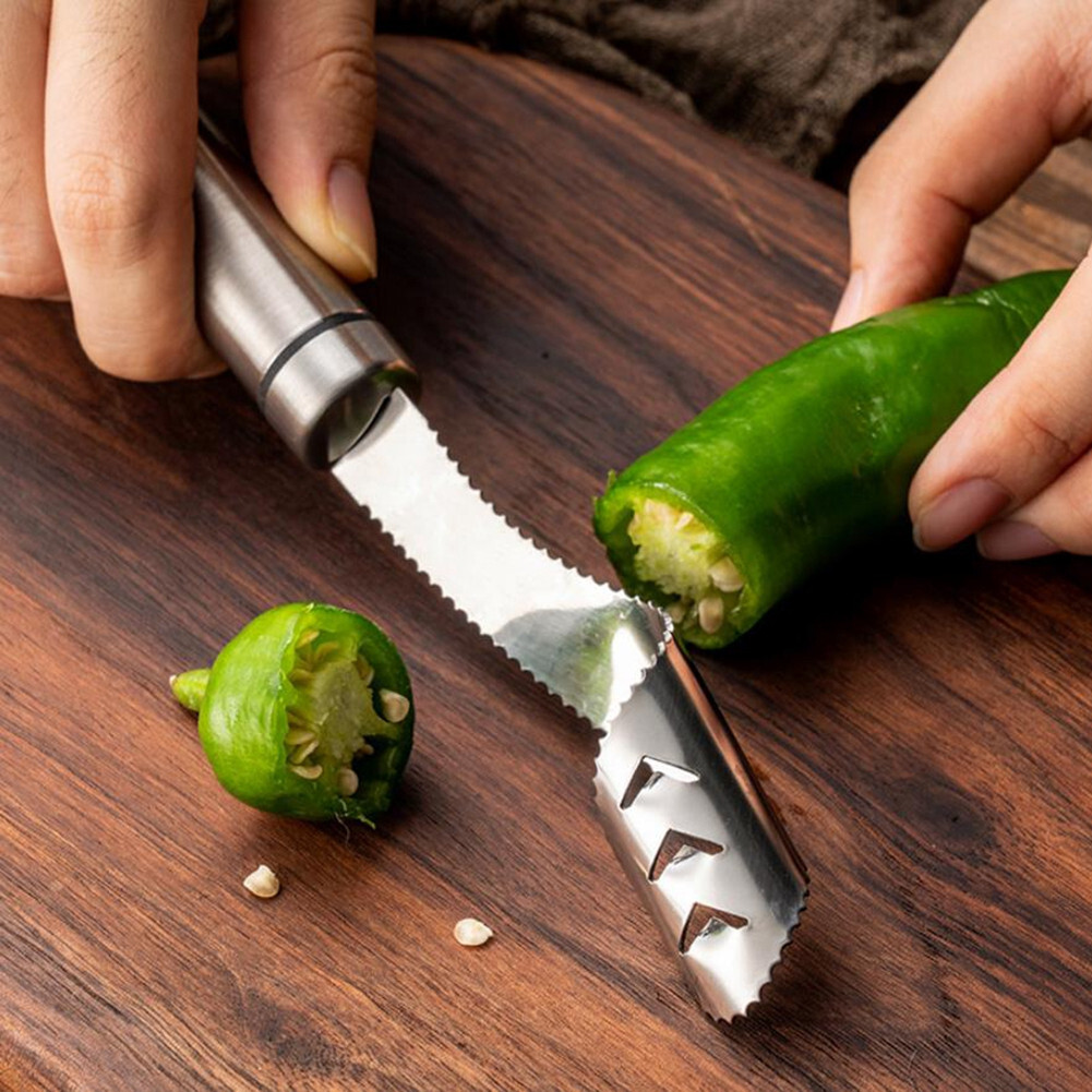 2x PCS Jalapeno Pepper Corer Cutter Slicer Core Seed Remover Fruit Steel