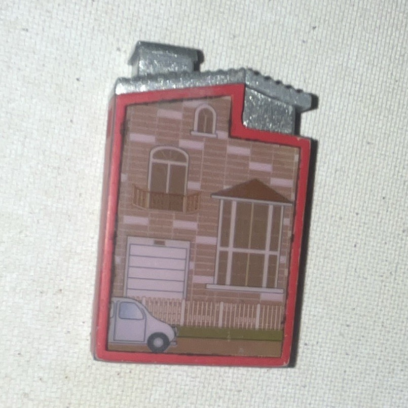 Small Painted Wood Village House Miniature Collectible, Multicolor Asymmetrical