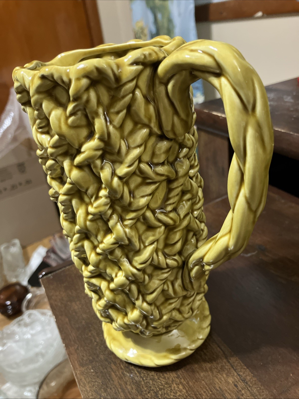 Inarco Weave/ Rope Pitcher; Approximately 8 Inches Tall