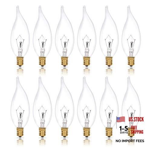 Candelabra Flame Tip Clear CA10 25W E12 Base (12 Pack) Decorative 25.0 Watts