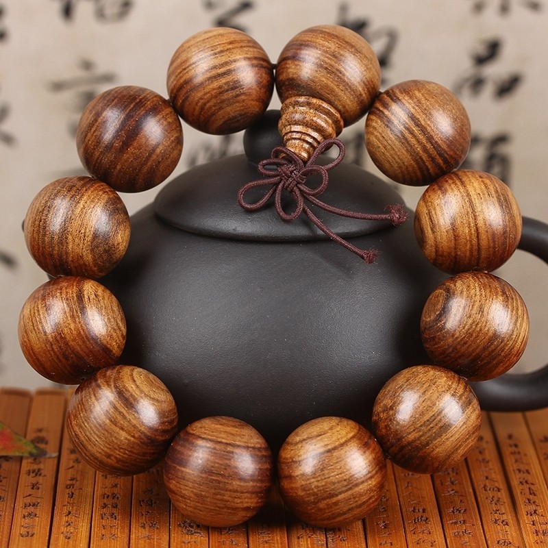 African Sandalwood Bracelet 20mm 12 Beads Small Hole Buddhist Beads Jewelry
