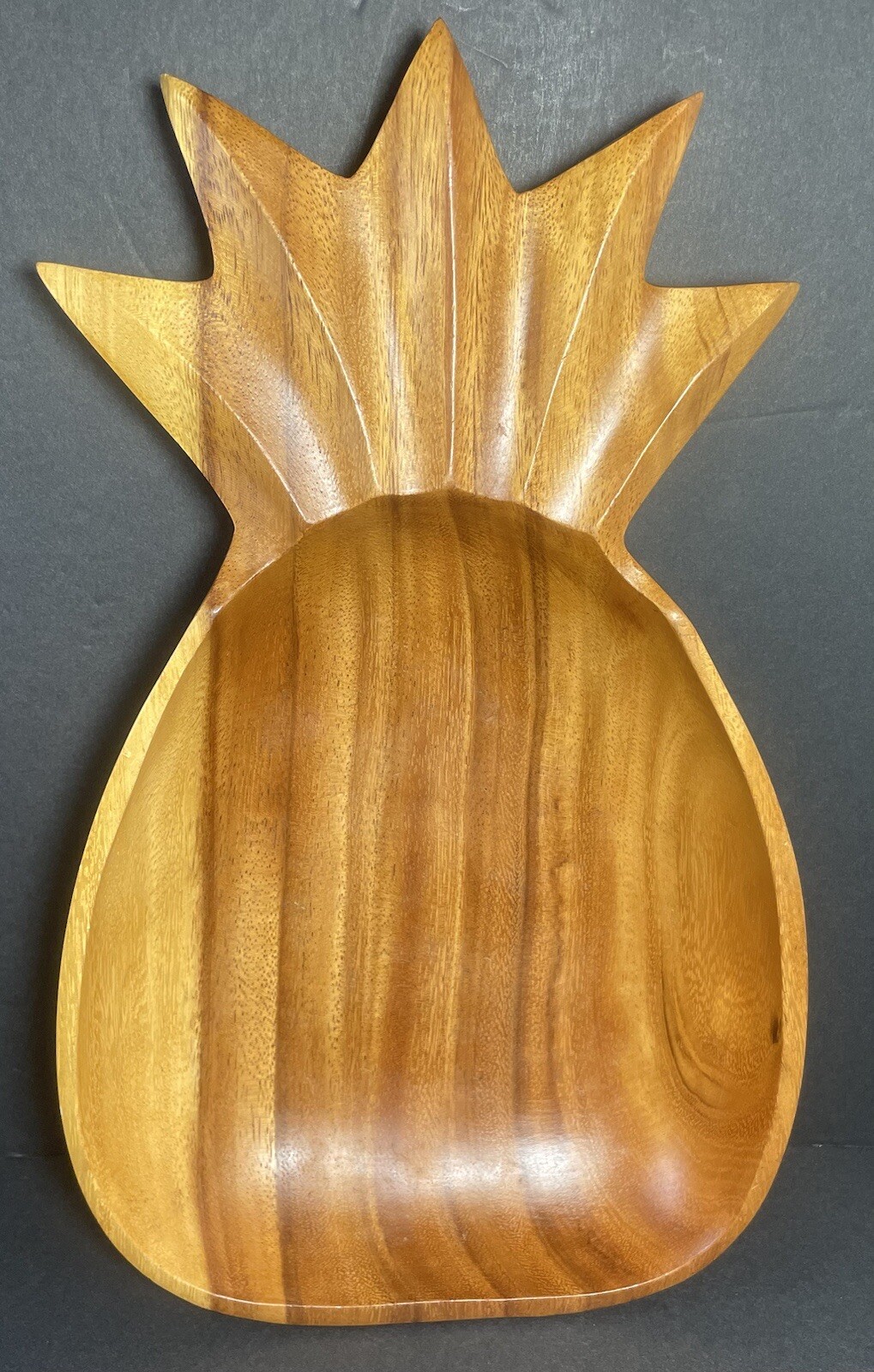 Pineapple Monkey Pod Wood Carved Bowl Dish Tiki Party Decor Made in Philippines