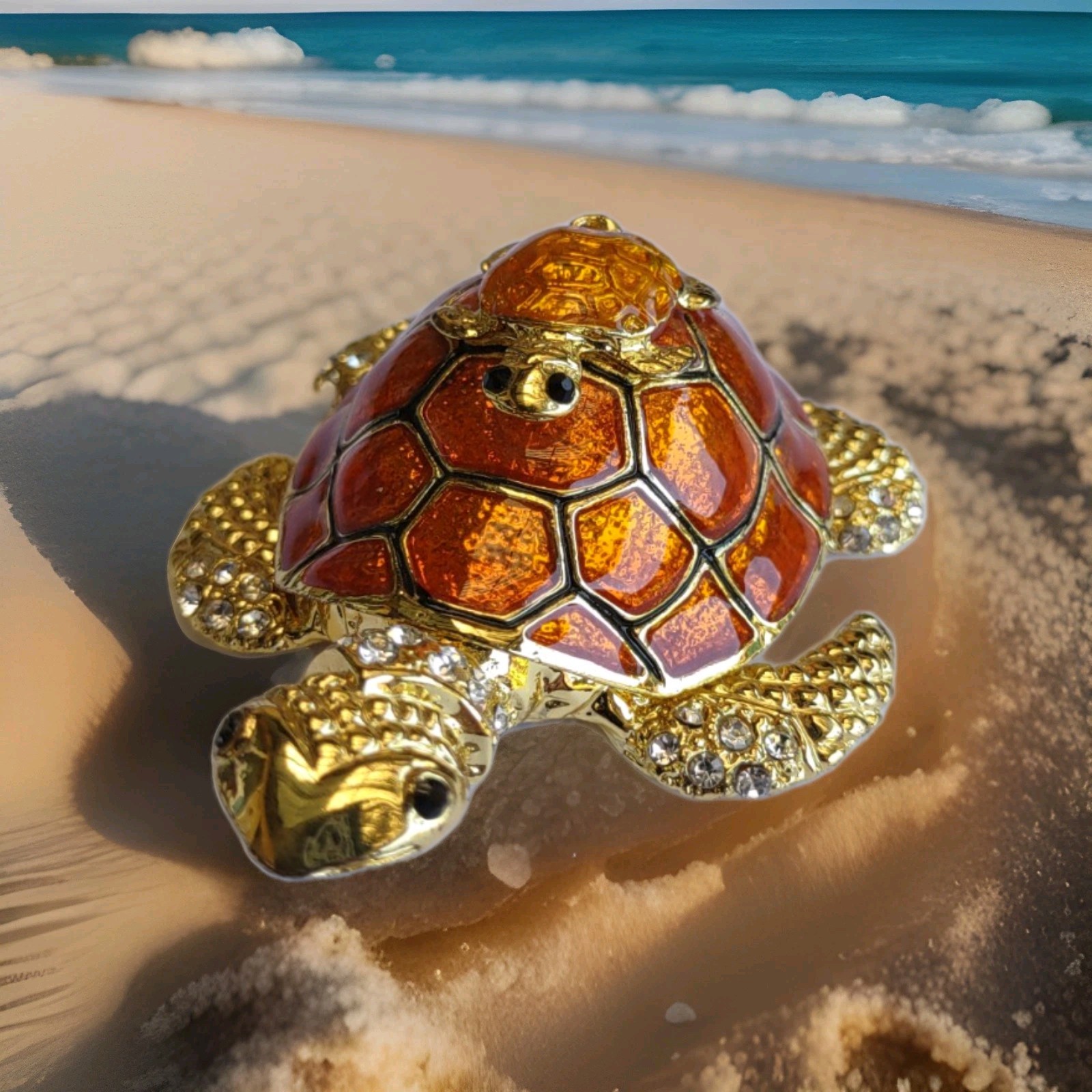 Orange Turtle Trinket Box