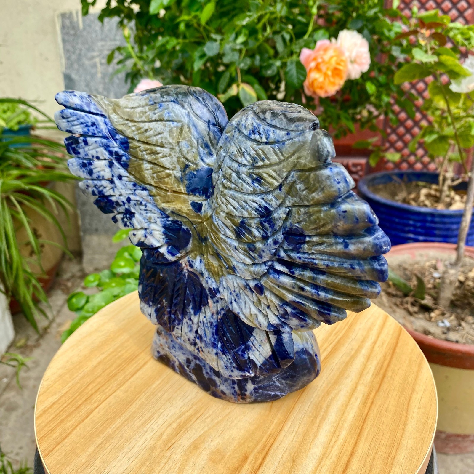 4.9LB Hand Carved Blue Agate Eagle Natural Crystal Animal Sculpture