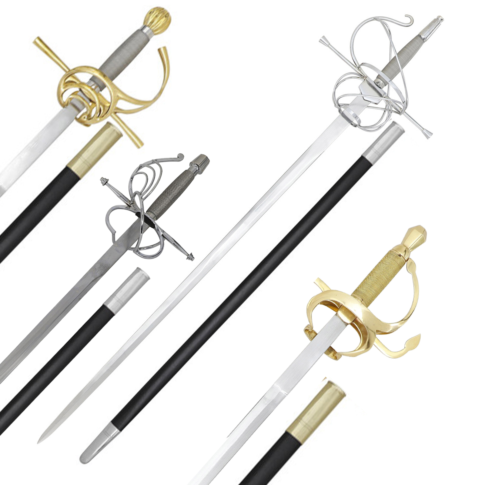 Historical Swept Hilt Rapier Sword EN45 steel Blade / Leather-Wrapped Grip