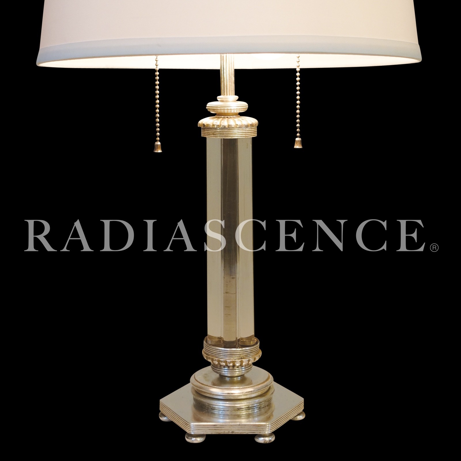 ART DECO STREAMLINE STERLING SILVER GLASS RODS TABLE LAMP 1930’s GILBERT ROHDE