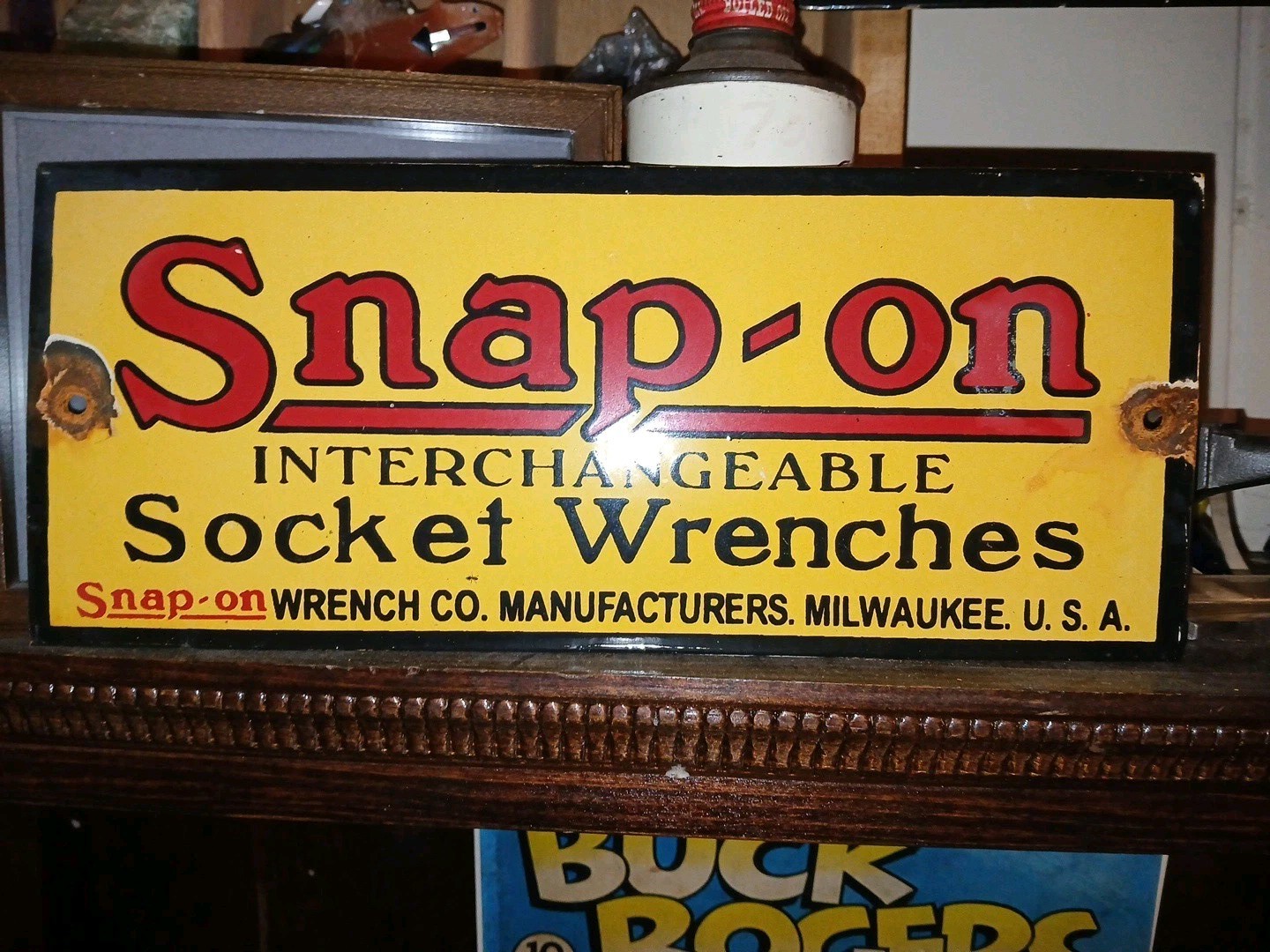Vintage Snap On Tools Porcelain Sign – Mechanic Repair Gas Dealer Shop Sign 12”