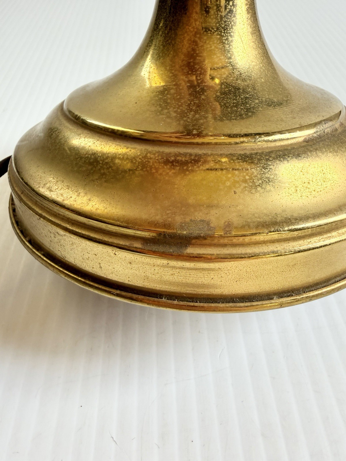 Vintage Brass Short Torchiere Table Lamp Mid Century No Shade 16” Works