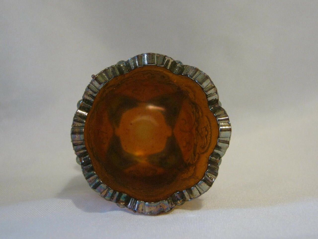 Summit Art Glass Inverted Fan & Feather Amber Carnival Toothpick Holder #552