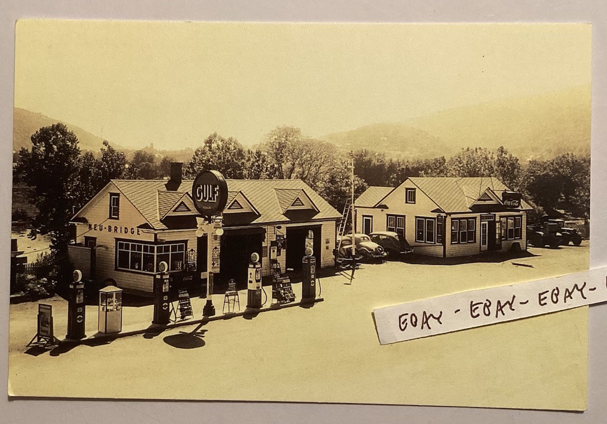 HUNTINGTON PA. NEU-BRIDGE GULF GAS SERVICE STATION, RESTAURANT RT22 NEW POSTCARD