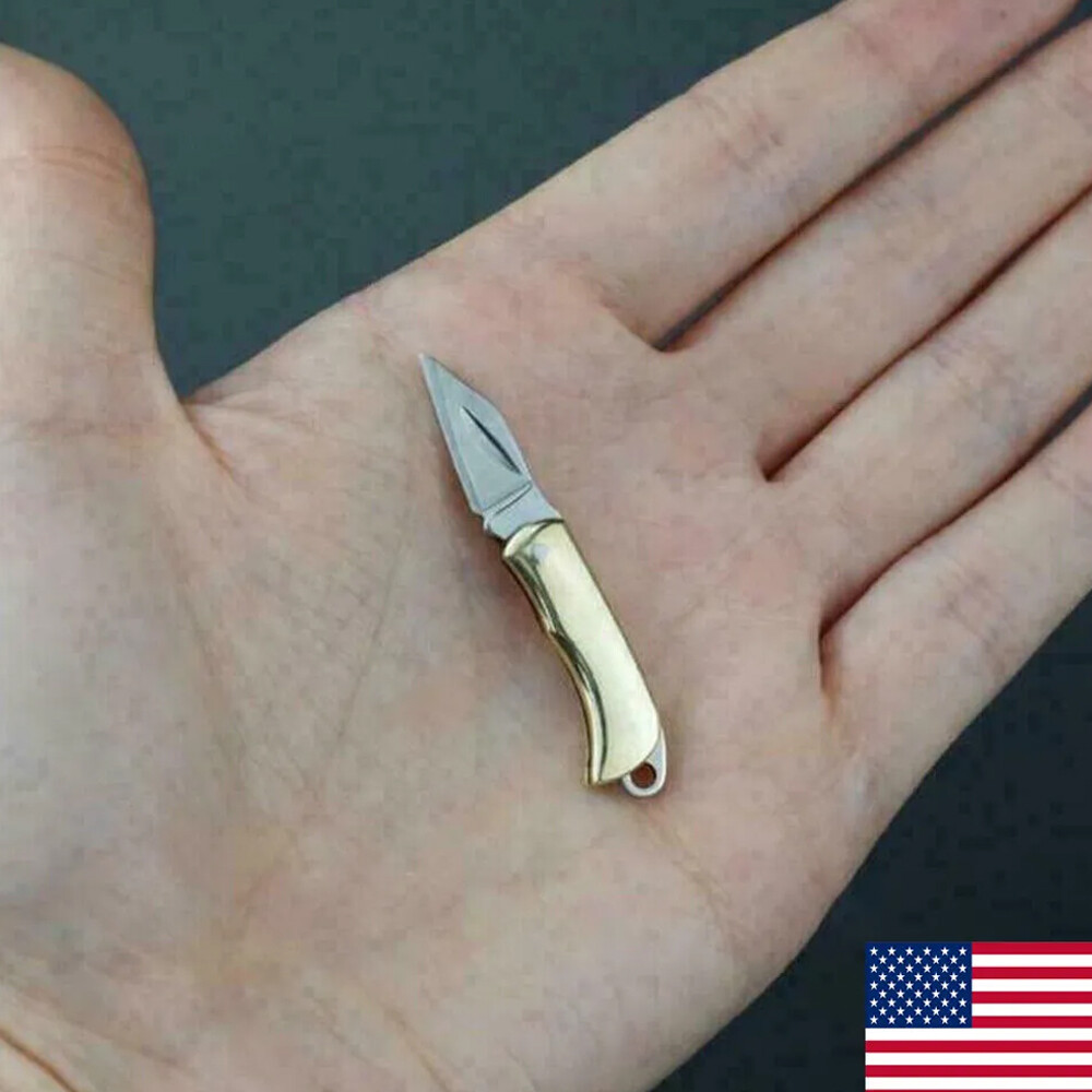 Small Keychain Blade Mini Stainless Steel Folding Pocket Knife Outdoor Survival