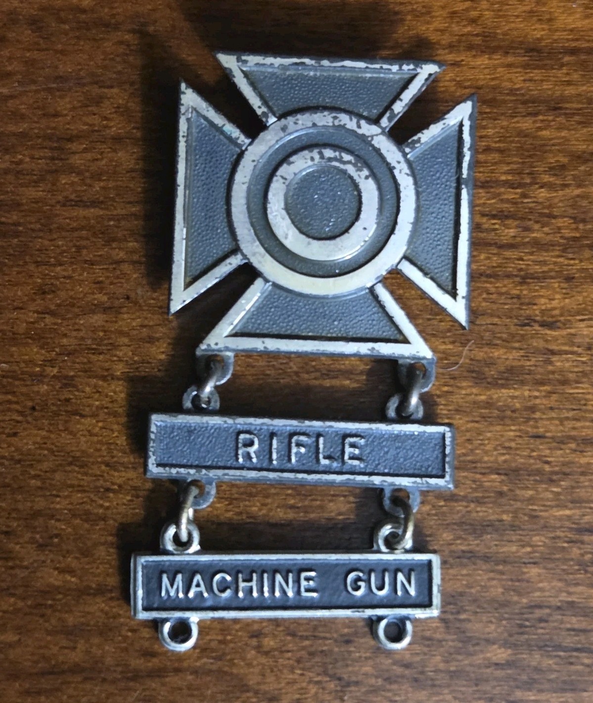 N.S. Meyer Inc. WW II US Sterling Rifle & Machine Gun Marksmanship Badge Pin