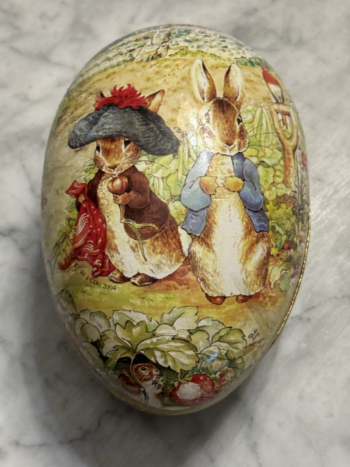 Vintage German Easter Egg Paper Papier Mache Echt Erzgebirge Rabbit Bunny Large