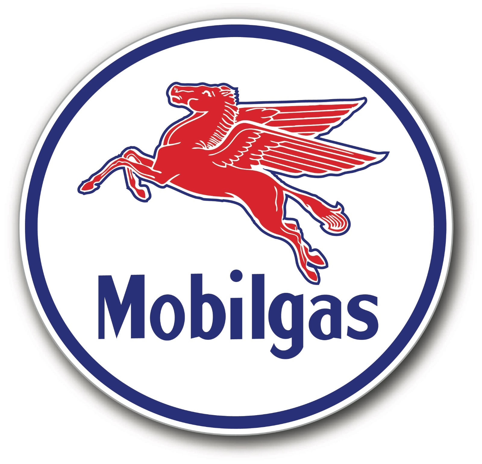 SUPER HIGH GLOSS OUTDOOR 4 INCH MOBIL MOBILE GAS PEGASUS ROUND DECAL STICKER