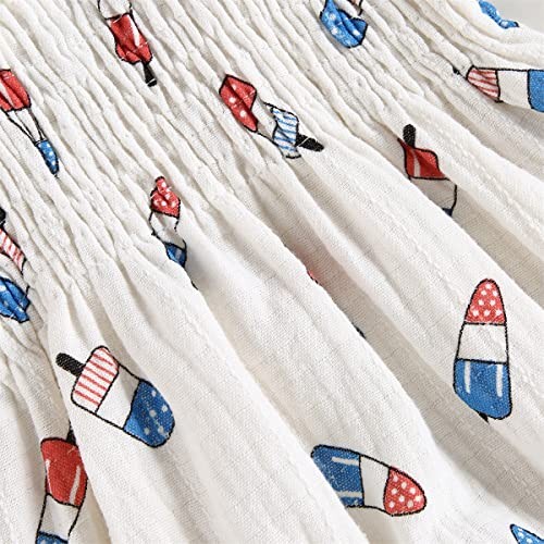 4th Of July Baby Girl Outfit American Flag Jumpsuit 3-6 Months Creamy White