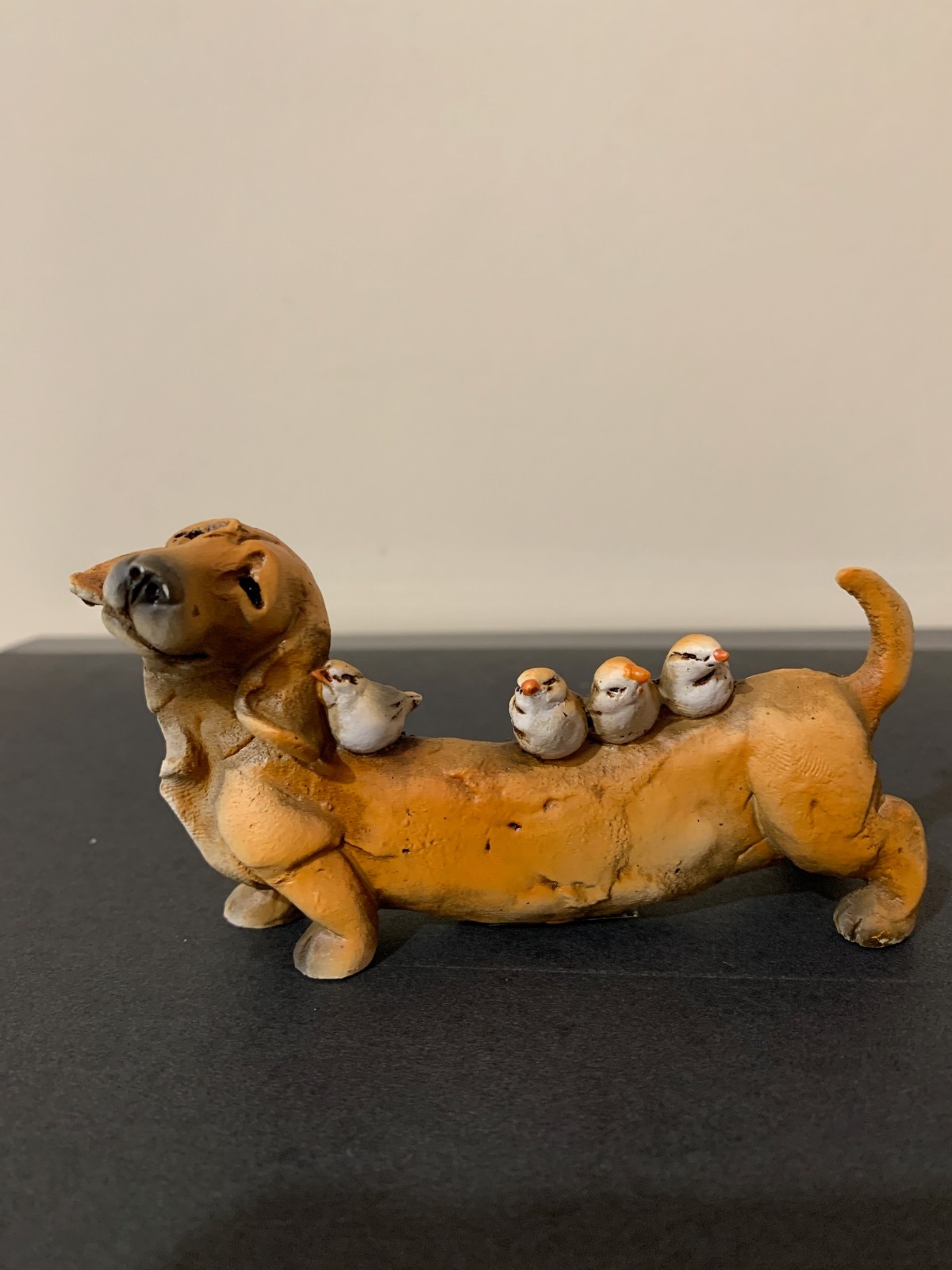 Miniature Dachshund and Birds Figurine