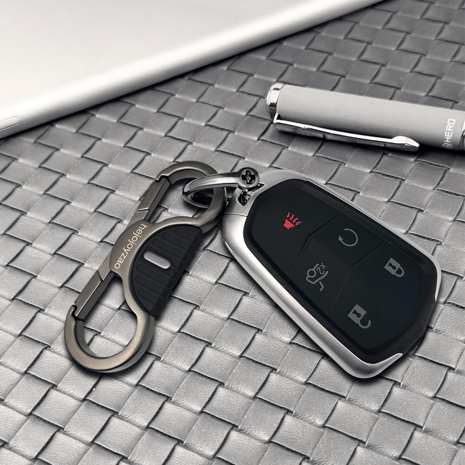Keychain Quick Release Double Carabiner Clip D Ring Key Rings, Unisex Belt Loop