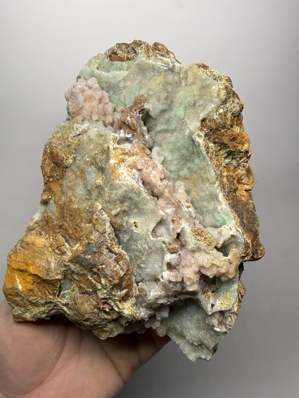 7” Druzy Mint Green Smithsonite Cluster — Indonesia