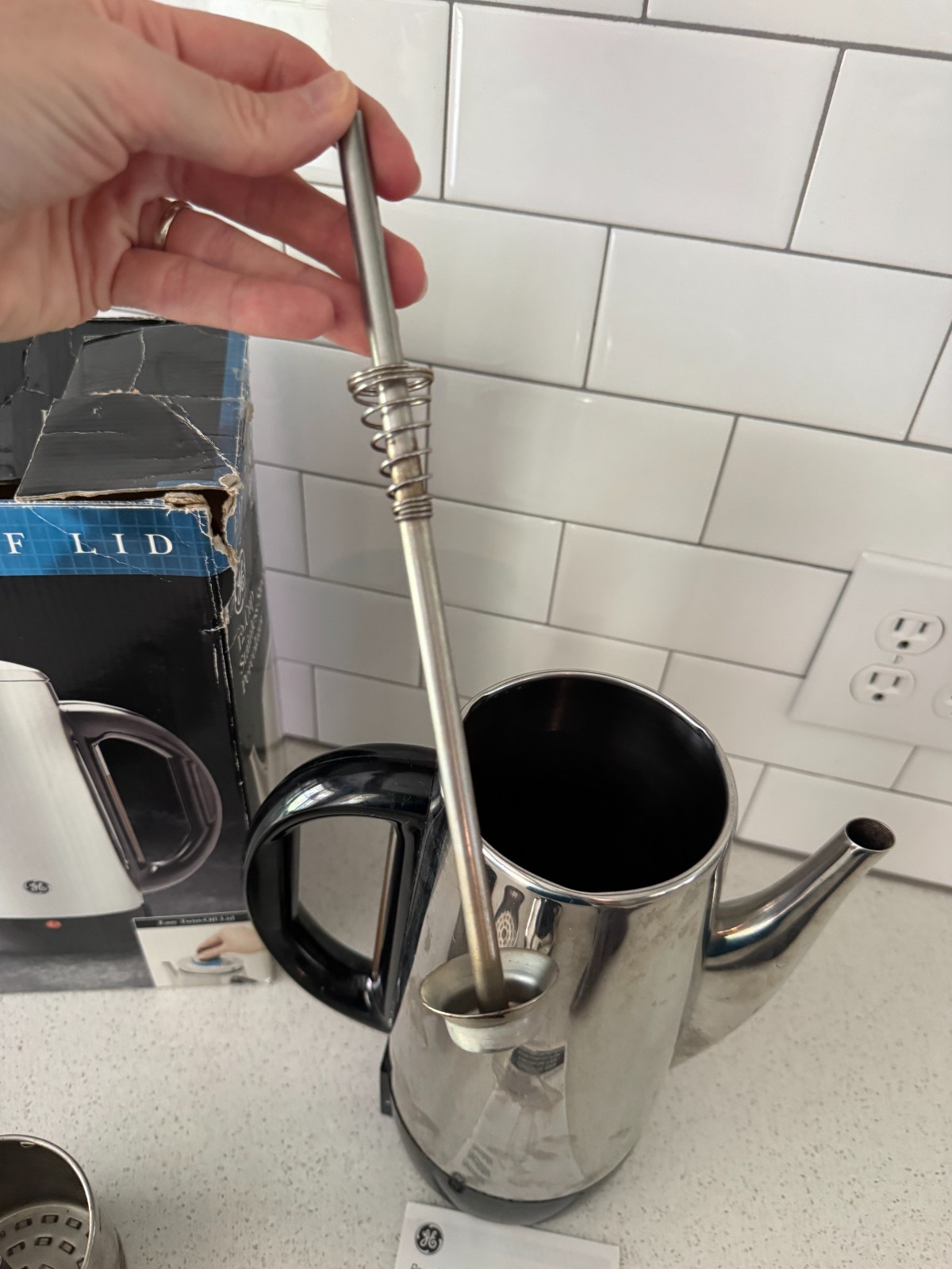 GE General Electric 106856R Percolator Electric Coffee Pot 12 Cup w/box / manual