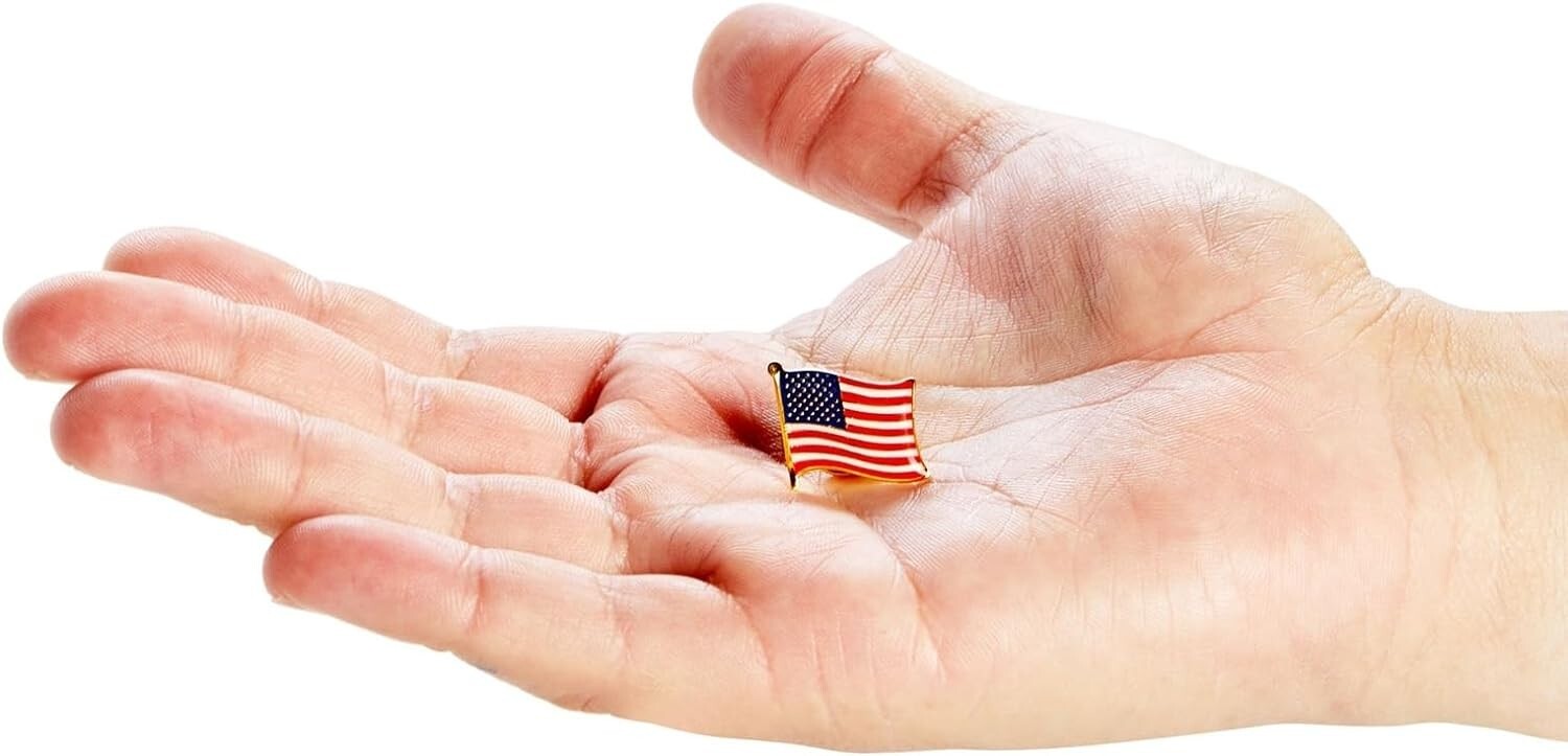 LOT OF 100 AMERICAN FLAG LAPEL PINS 0.75″ United States USA Hat Tie Tack Pin