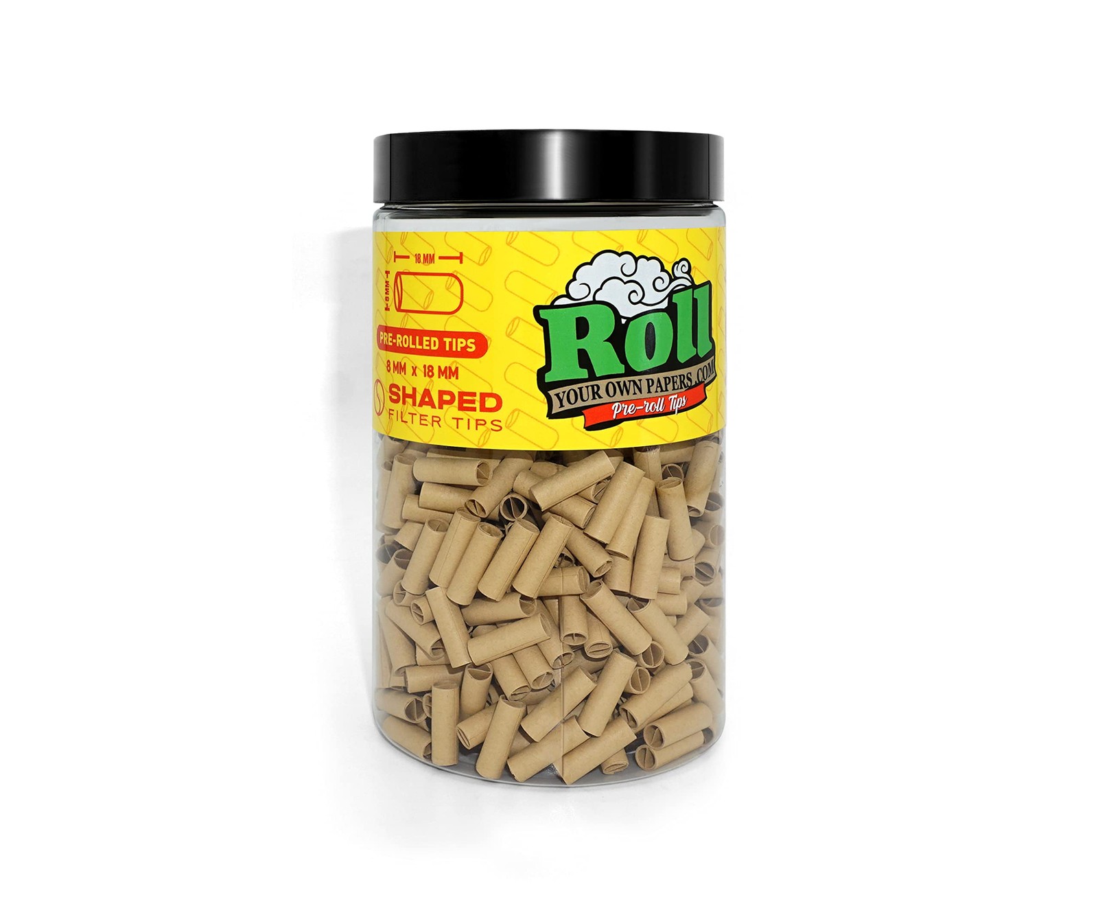 ROLLYOUROWNPAPERS Natural Unbleached Pre-Rolled Filter Tips, Ø8mm – Bottle of…