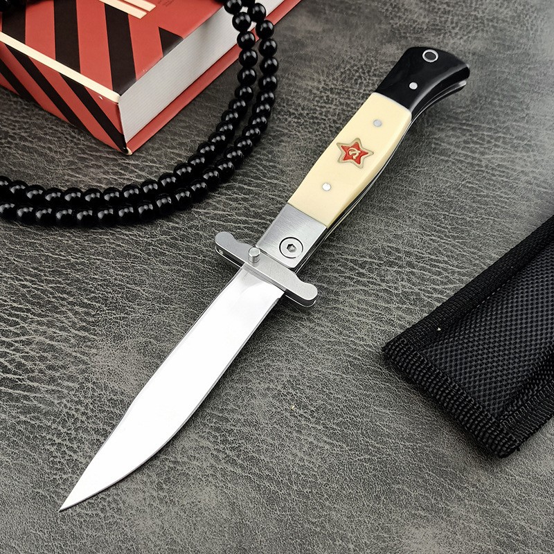Russian Finka KGB Tactical Hunting Knife Folding Steel Blade Rescue Pocket Knife