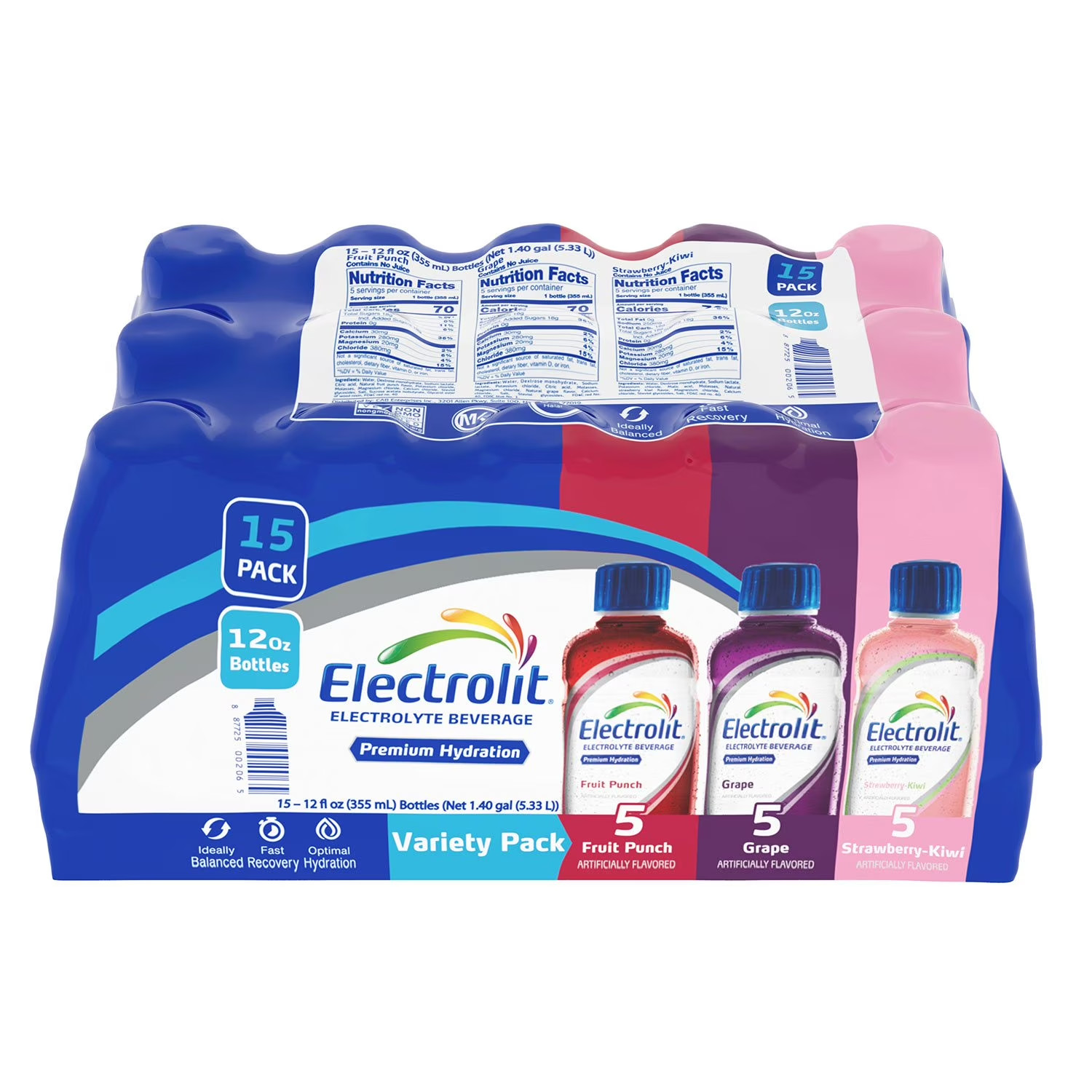 Electrolit Premium Hydration Variety Pack – 12 oz Bottles (15 Pack)