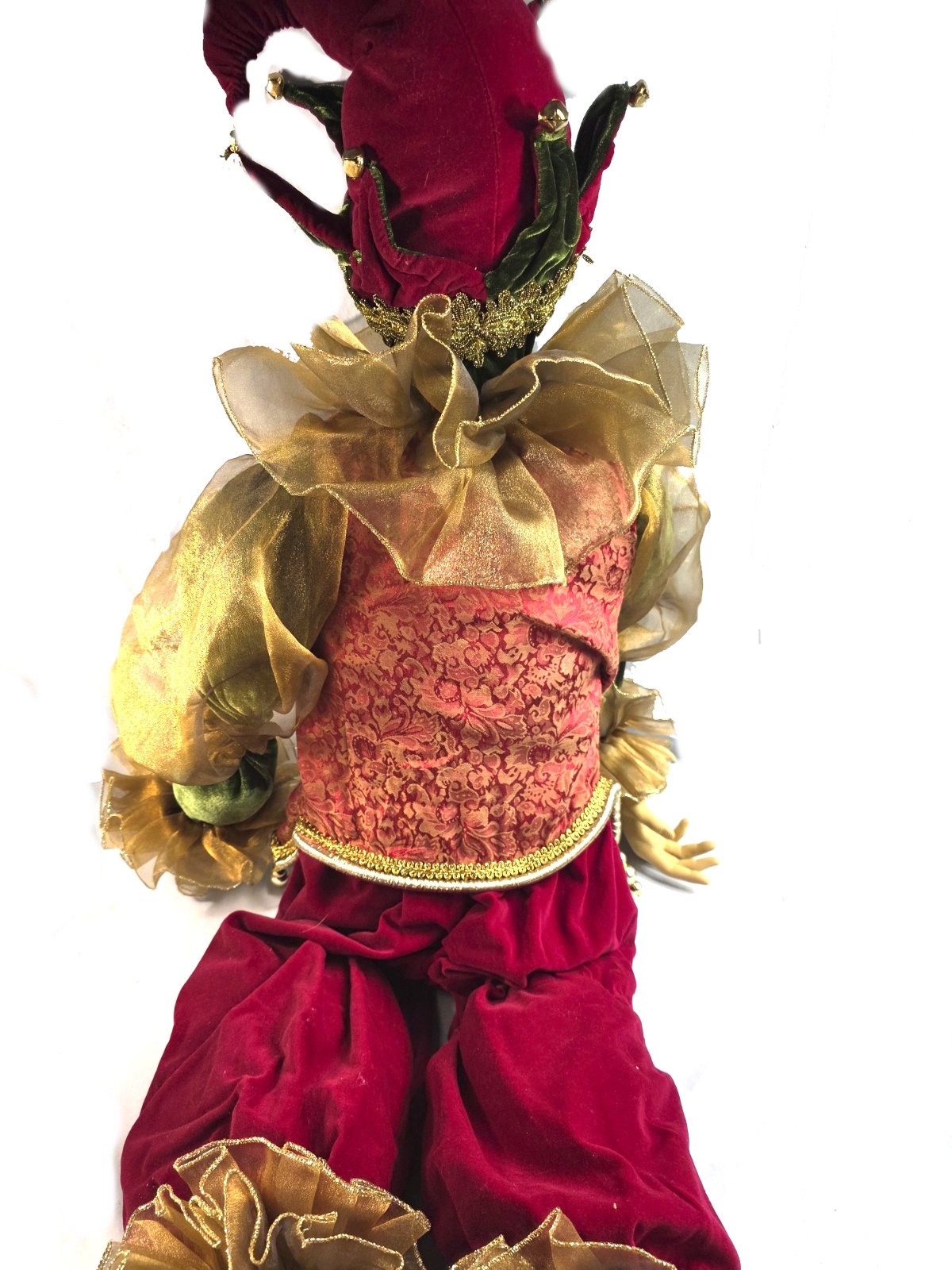 48″ JESTER DOLL POSABLE PLUSH Resin Velvet Christmas Mardi Gras Costco Kirklands