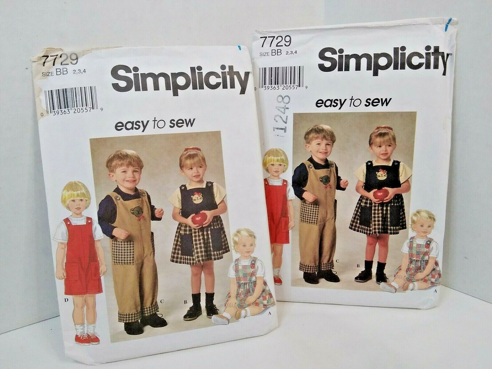 Simplicity 7729 Unisex Child Over All or Jumper Sewing Pattern Size 2-4
