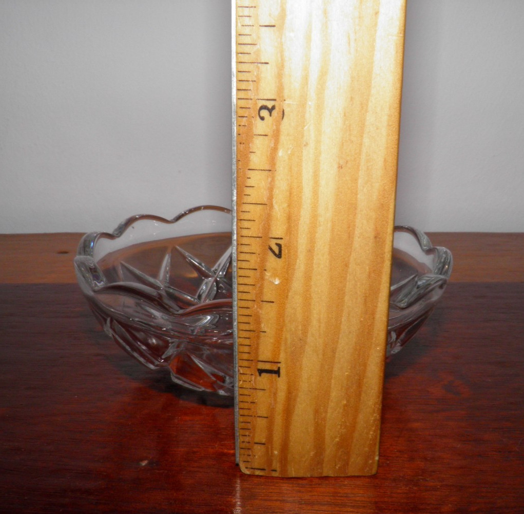 Vintage, crystal glass, diamond pattern, no holes, chandelier bobeche. 4″D