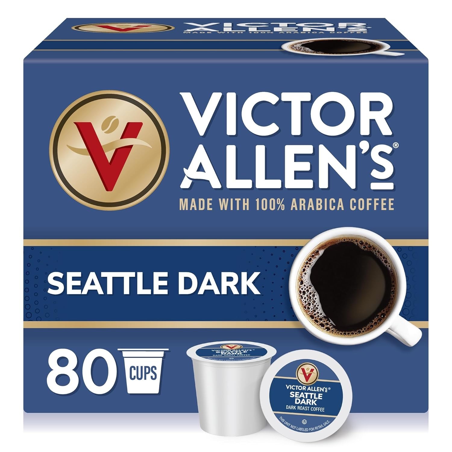 Victor Allen’s Coffee Seattle Dark, Dark Roast, 80 Count, Single Serve Coffee Po