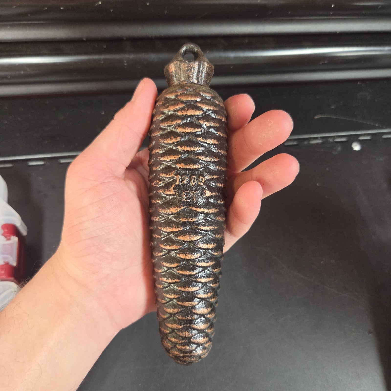 Vintage Cast Iron Cuckoo Clock Weight 1260 ET Pine Cone 8 Day Replacement Part